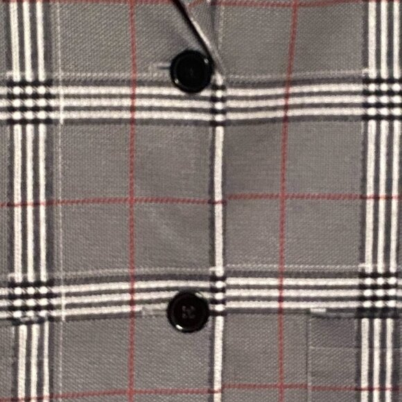 DG2 Diane Gilman Black White Burgundy Plaid Stretch Blazer, NWT, Size M - Picture 4 of 9